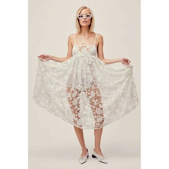 NWT FOR LOVE & LEMONS CROCHET EYELET LACE  SUNDAE MIDI BODYSUIT DRESS - Picture 1 of 9